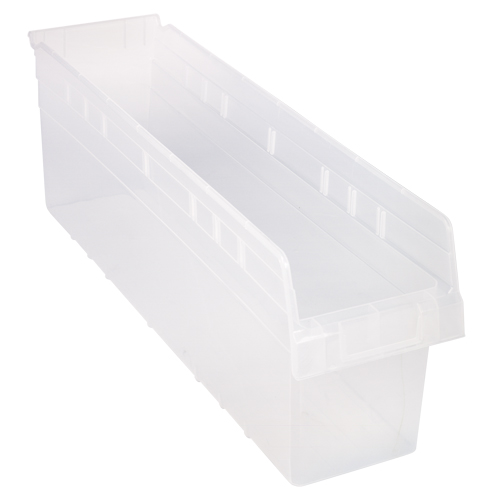 Store-Max Shelf Bins, 6-5/8" W x 8" H x 23-5/8" D, Clear, 68 lbs. Capacity Equipment World