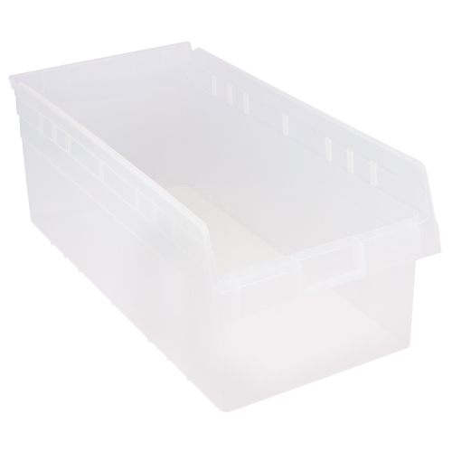 Store-Max Shelf Bins, 11-1/8" W x 8" H x 23-5/8" D, Clear, 68 lbs. Capacity Equipment World