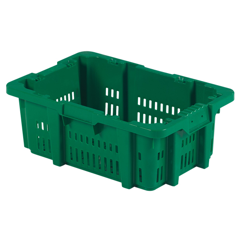 Food Handling Plastic Stack-N-Nest Container, 16" x 23.9" x 8.8", Green Equipment World