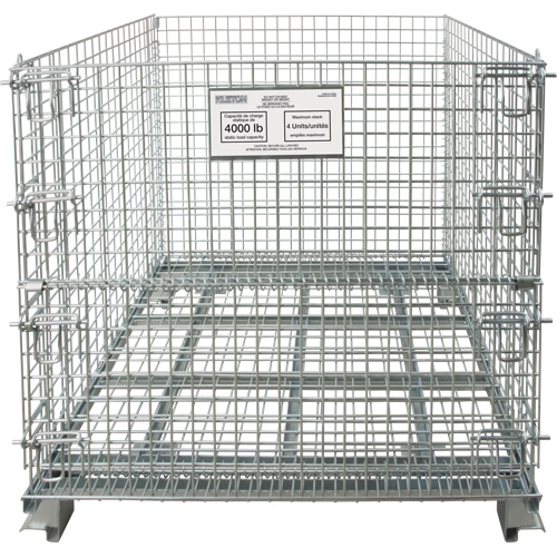 Collapsible Wire Container, 40" W x 32" D x 34" H, 4000 lbs. Capacity Equipment World