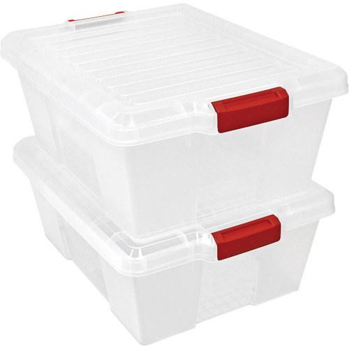 Plastic Latch Container, 15.875" W x 21" D x 7.75" H, Clear Equipment World