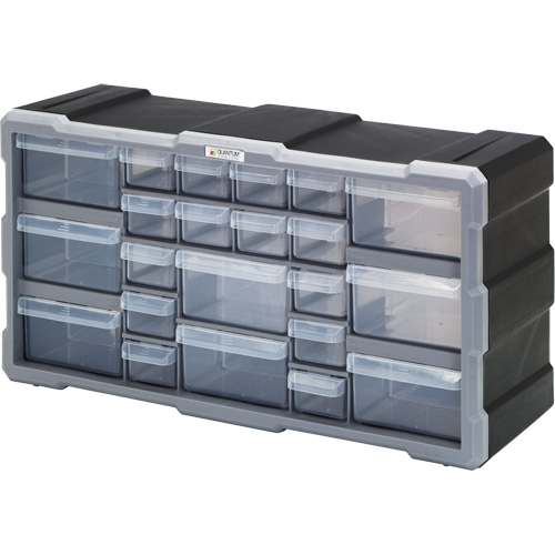 Drawer Cabinet, Plastic, 22 Drawers, 19-1/2" x 6-1/4" x 10", Black Equipment World