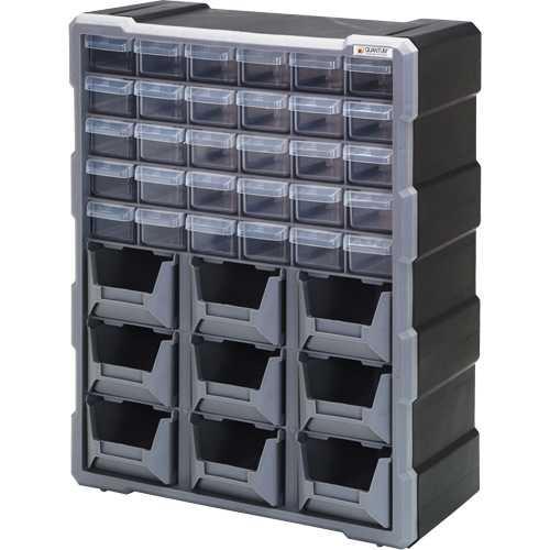 Drawer Cabinet, Plastic, 39 Drawers, 15" x 6-1/4" x 18-3/4", Black Equipment World