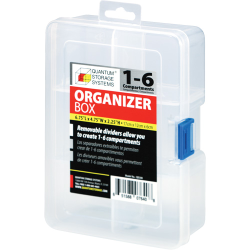 Plastic Compartment Box, 4.75" W x 6.75" D x 2.25" H, 6 Compartments Equipment World