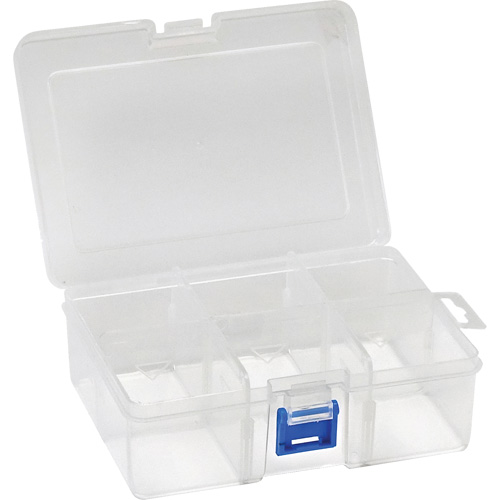 Plastic Compartment Box, 4.75" W x 6.75" D x 2.25" H, 6 Compartments Equipment World