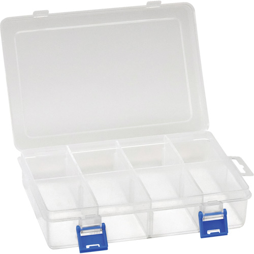 Plastic Compartment Box, 5.5" W x 7.75" D x 1.75" H, 8 Compartments Equipment World