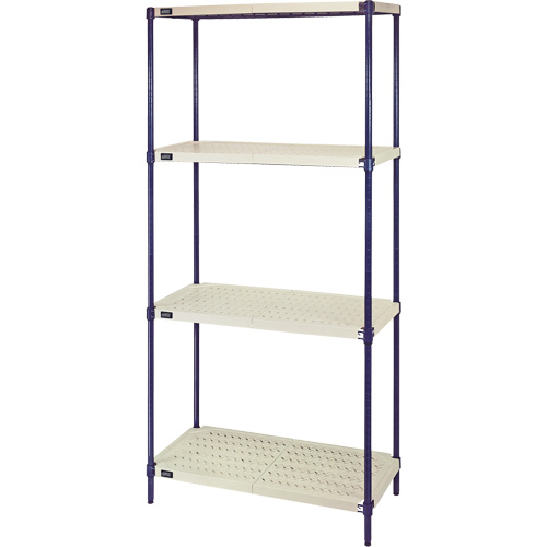 Wire Shelving Unit with Plastic Shelves, Wire Frame with Plastic Shelves, Boltless, 600 lbs. Capacity, 30" W x 72" H x 24" D Equipment World