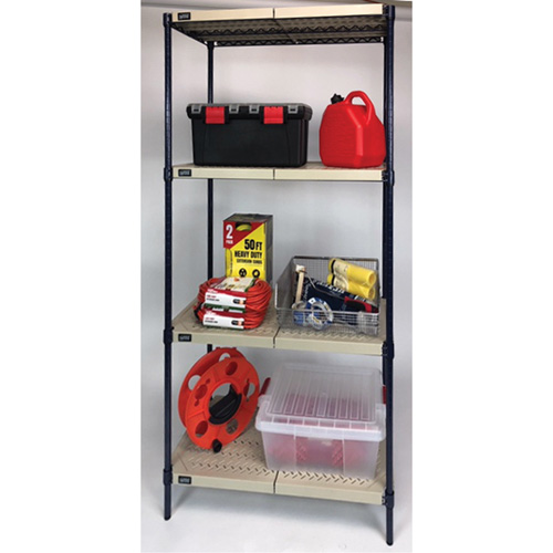 Wire Shelving Unit with Plastic Shelves, Wire Frame with Plastic Shelves, Boltless, 600 lbs. Capacity, 30" W x 72" H x 24" D Equipment World