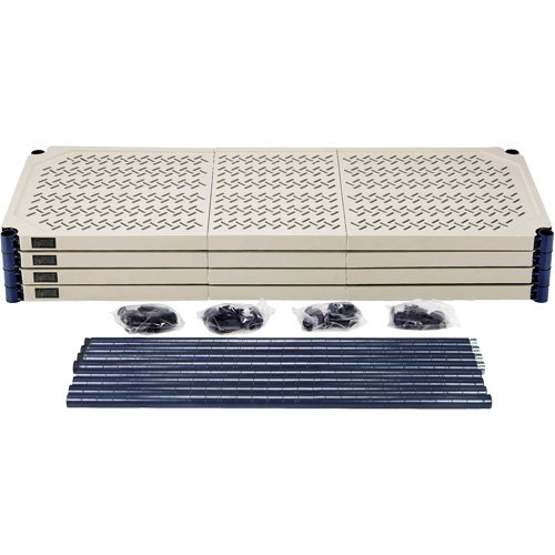 Wire Shelving Unit with Plastic Shelves, Wire Frame with Plastic Shelves, Boltless, 600 lbs. Capacity, 48" W x 72" H x 24" D Equipment World