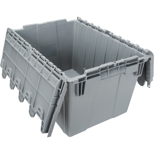 Flip Top Plastic Distribution Container, 21.65" x 15.5" x 12.5", Grey Equipment World