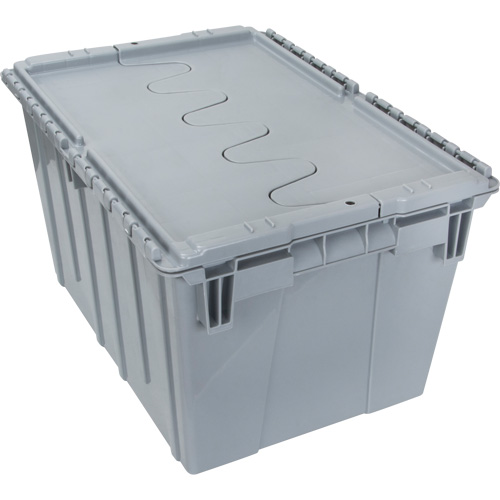 Flip Top Plastic Distribution Container, 21.65" x 15.5" x 12.5", Grey Equipment World