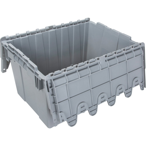 Flip Top Plastic Distribution Container, 21.65" x 15.5" x 12.5", Grey Equipment World