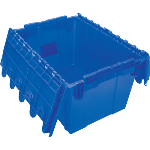 Flip Top Plastic Distribution Container, 21.65" x 15.5" x 12.5", Blue Equipment World