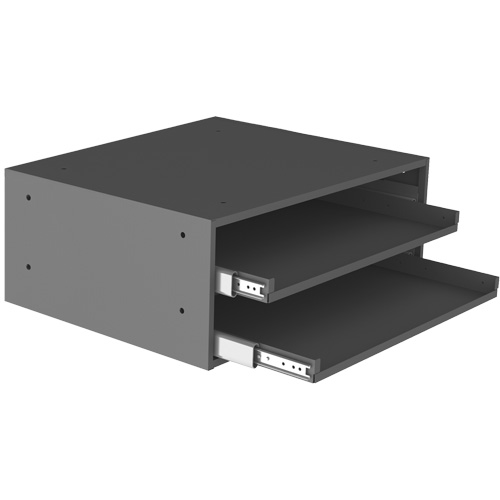Large Slide Rack for Compartment Box Cabinets, Steel, 2 Slots, 20" W x 15-15/16" D x 8-3/16" H, Grey Equipment World