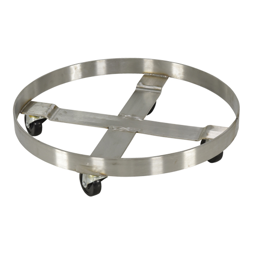 Drum Dollies, Stainless Steel, 800 lbs. Capacity, 23-1/4" Diameter, Rubber Casters Equipment World