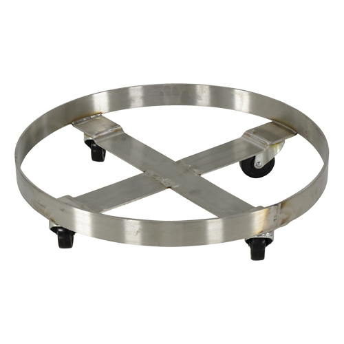 Drum Dollies, Stainless Steel, 800 lbs. Capacity, 23-1/4" Diameter, Rubber Casters Equipment World