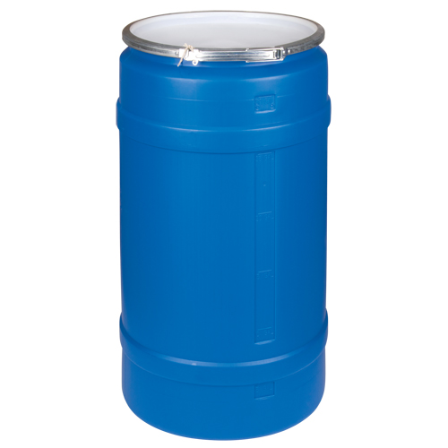Polyethylene Drums, 30 US gal. (25 imp. Gal.), Open Top, Blue Equipment World