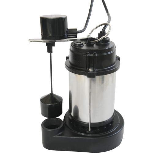 Stainless Steel Housing-Cast Iron Base Sump Pump, 1/3 HP, 3630 GPH Flow Rate Equipment World