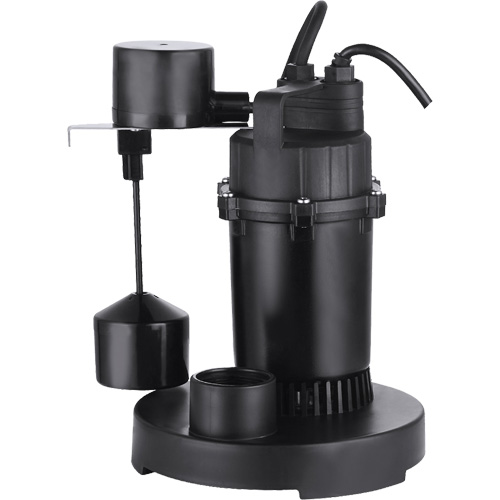 Thermoplastic Submersible Sump Pump, 2560 GPH, 115 V, 4.6 A, 1/3 HP Equipment World