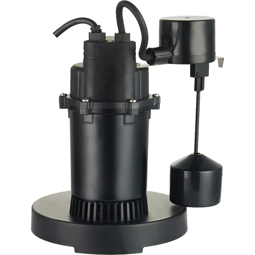 Thermoplastic Submersible Sump Pump, 2560 GPH, 115 V, 4.6 A, 1/3 HP Equipment World