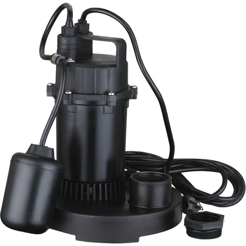 Thermoplastic Submersible Sump Pump, 2560 GPH, 115 V, 4.6 A, 1/3 HP Equipment World