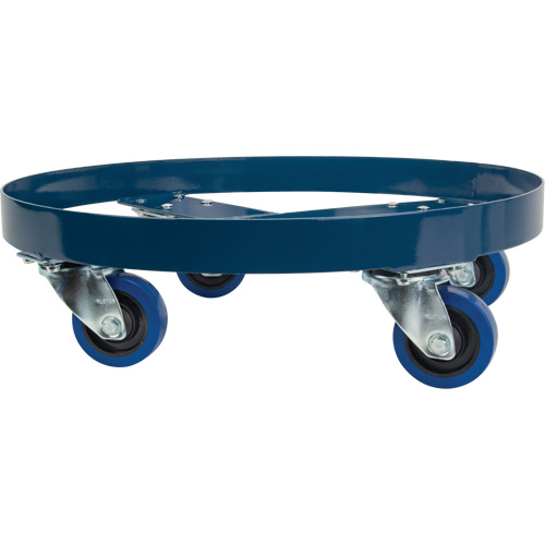 Drum Dolly, Steel, 1400 lbs. Capacity, 24" Diameter, Blue Elastic Casters Equipment World