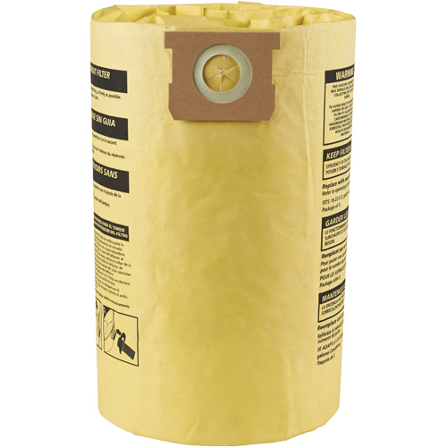 Sacs filtrants pour d&eacute;bris secs jetables &agrave; haute efficacit&eacute; de type J, 15 - 22 gal US Equipment World