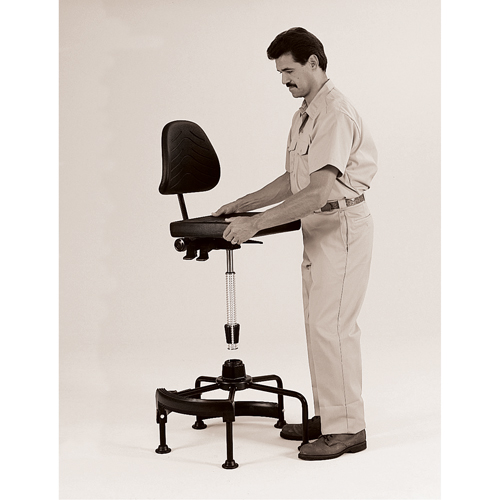 Industrial Stool, Stationary, Adjustable, 38" - 45", Polyurethane Seat, Black Equipment World