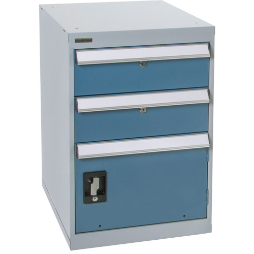 Pedestal Workbench with One Door & Two Drawers, 2 Drawers, 18" W x 21" D x 28" H Equipment World