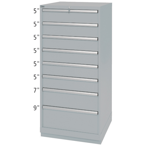 Drawer Cabinets, 8 Drawers, 28-1/4" W x 28-1/2" D x 59-1/2" H, Grey Equipment World