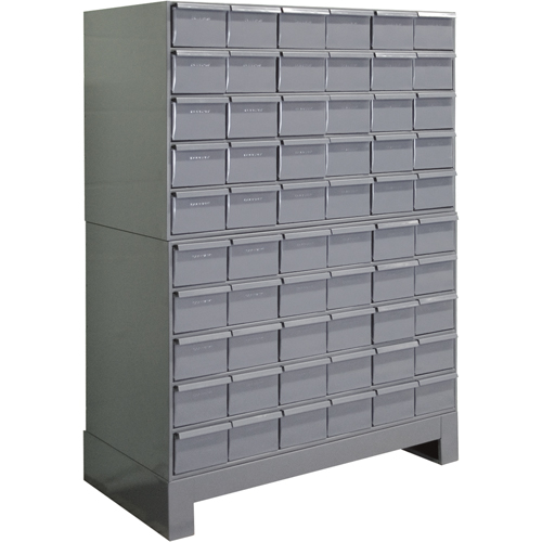 Industrial Drawer Cabinets With Base, 60 Drawers, 34-1/8" W x 12-1/4" D x 48-1/8" H, Grey Equipment World