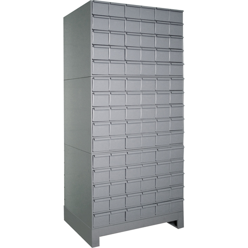 Industrial Drawer Cabinets With Base, 90 Drawers, 34-1/8" W x 12-1/4" D x 69-1/8" H, Grey Equipment World
