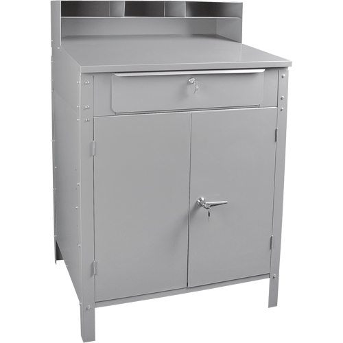 Cabinet Style Shop Desk, 34-1/2" W x 30" D x 53" H, Grey Equipment World