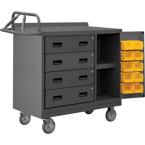 Mobile Workbench Cabinet with Bins, Steel Surface Equipment World