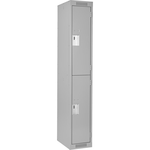 Clean Line Lockers, 2 -tier, 12" x 18" x 72", Steel, Grey, Rivet (Assembled) Equipment World