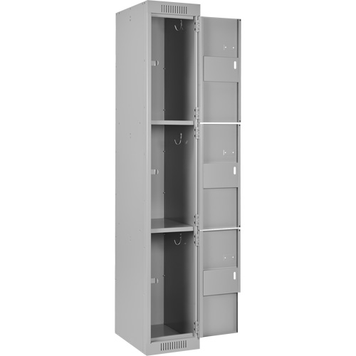 Clean Line Lockers, 3 -tier, Bank of 4, 48" x 18" x 72", Steel, Grey, Rivet (Assembled) Equipment World