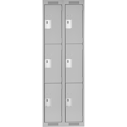 Clean Line Lockers, 3 -tier, Bank of 2, 24" x 18" x 72", Steel, Grey, Rivet (Assembled) Equipment World