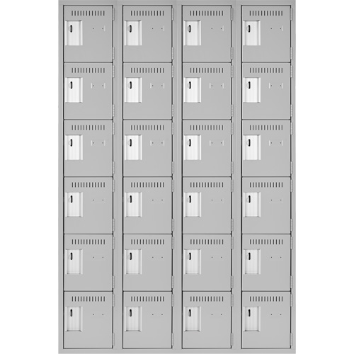 Clean Line Lockerettes, 6 -tier, Bank of 4, 48" x 18" x 72", Steel, Grey, Rivet (Assembled) Equipment World