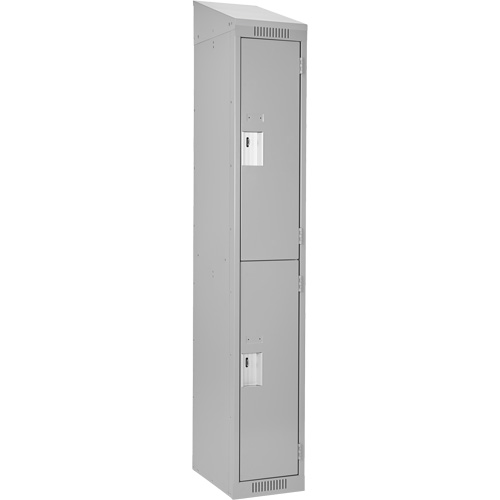 Clean Line Lockers, 2 -tier, 12" x 18" x 78", Steel, Grey, Rivet (Assembled) Equipment World