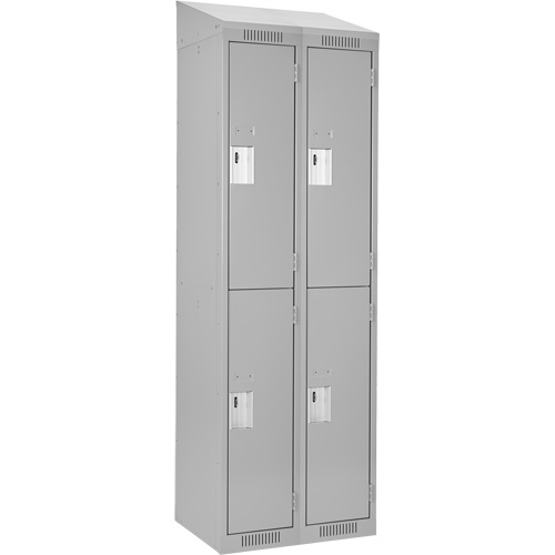 Clean Line Lockers, 2 -tier, Bank of 2, 24" x 18" x 78", Steel, Grey, Rivet (Assembled) Equipment World