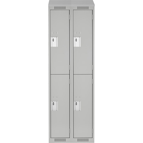 Clean Line Lockers, 2 -tier, Bank of 2, 24" x 18" x 78", Steel, Grey, Rivet (Assembled) Equipment World