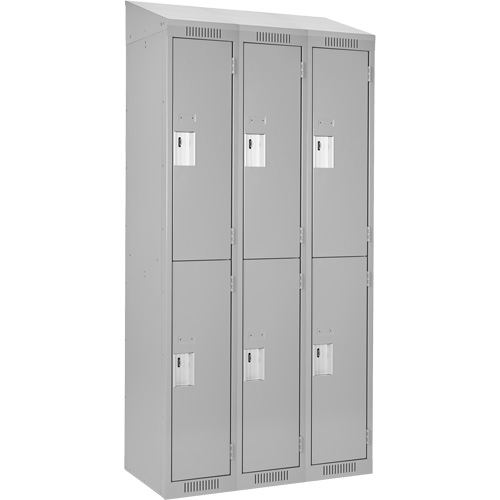 Clean Line Lockers, 2 -tier, Bank of 3, 36" x 18" x 78", Steel, Grey, Rivet (Assembled) Equipment World