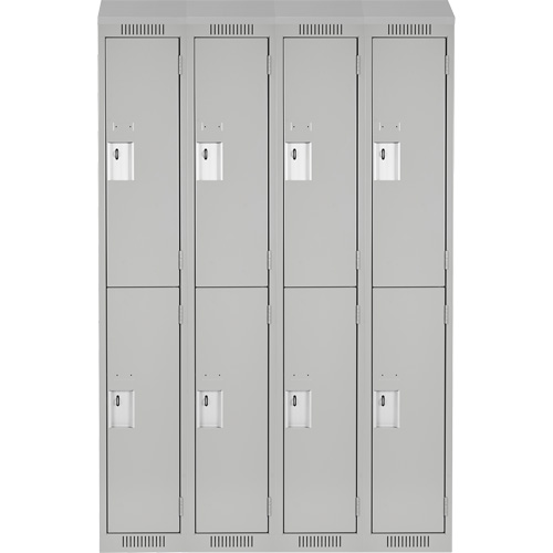 Clean Line Lockers, 2 -tier, Bank of 4, 48" x 18" x 78", Steel, Grey, Rivet (Assembled) Equipment World