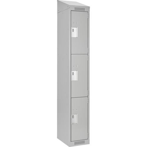Clean Line Lockers, 3 -tier, 12" x 18" x 78", Steel, Grey, Rivet (Assembled) Equipment World