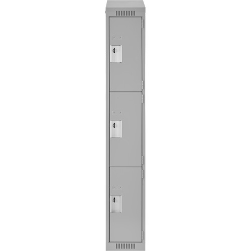 Clean Line Lockers, 3 -tier, 12" x 18" x 78", Steel, Grey, Rivet (Assembled) Equipment World