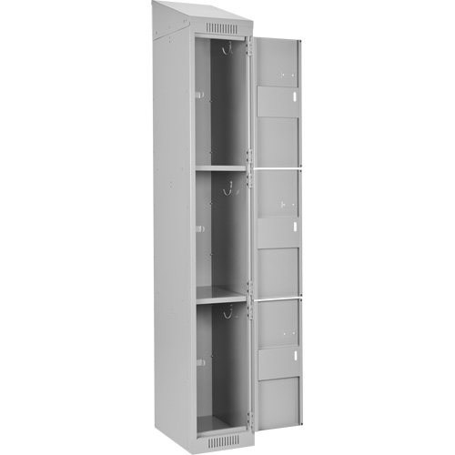 Clean Line Lockers, 3 -tier, Bank of 4, 48" x 18" x 78", Steel, Grey, Rivet (Assembled) Equipment World