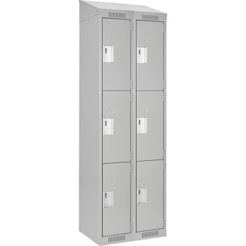 Clean Line Lockers, 3 -tier, Bank of 2, 24" x 18" x 78", Steel, Grey, Rivet (Assembled) Equipment World