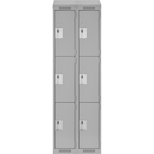 Clean Line Lockers, 3 -tier, Bank of 2, 24" x 18" x 78", Steel, Grey, Rivet (Assembled) Equipment World