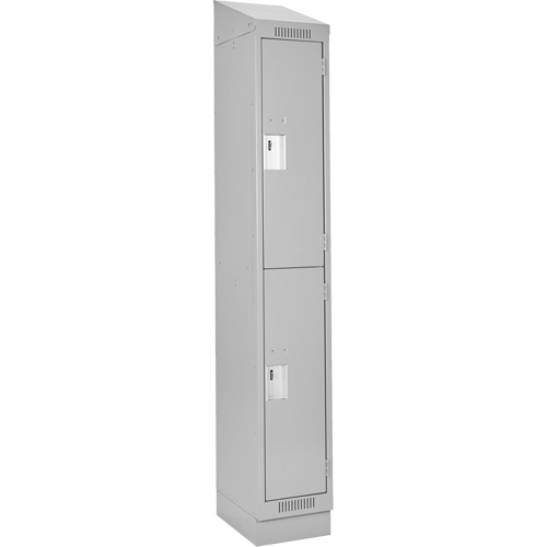 Clean Line Lockers, 2 -tier, 12" x 18" x 82", Steel, Grey, Rivet (Assembled) Equipment World