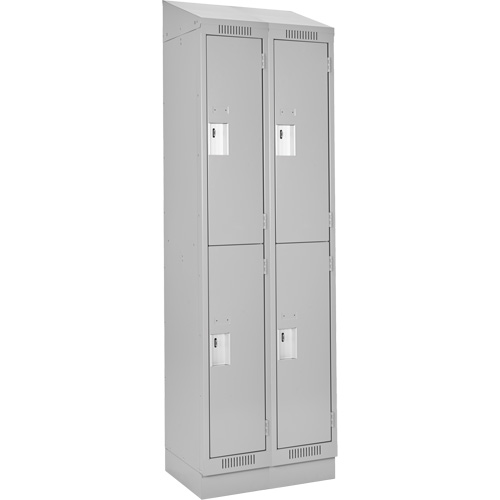Casiers Clean Line, 2 niveaux, Bloc de 2, 24" x 18" x 82", Acier, Gris, Rivet (assembl&eacute;) Equipment World